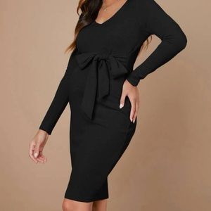 [Maternity] SHEIN V-neck Belted Bodycon Dress / Small
